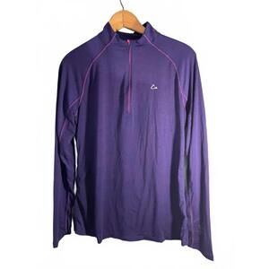 Paradox Purple Long Sleeve Base Layer  Merino Blend Quarter Zip Pullover Large